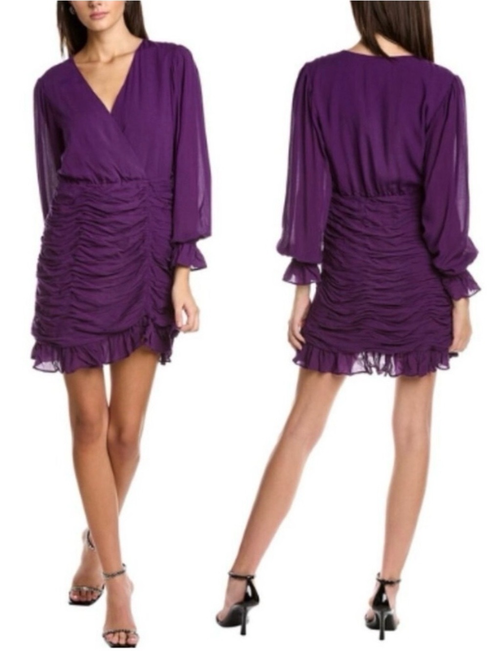 NWT HUTCH ANTHROPOLOGIE Higgins Faux Wrap V-Neck Ruched Crinkle Dress Sz. Small